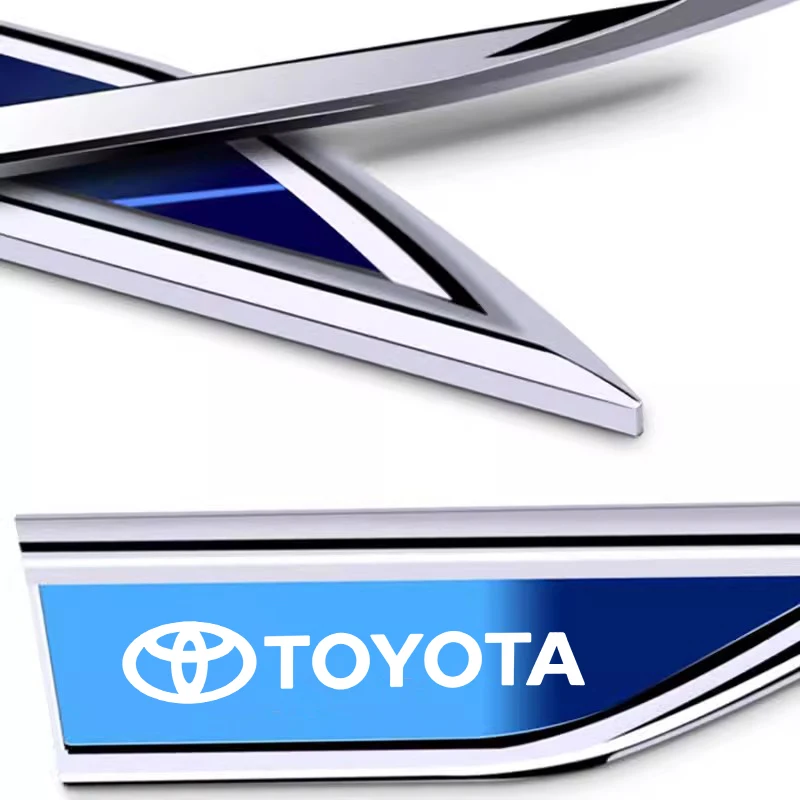 2Pcs Car Fender Metal Badge Decoration Sticker Decals Accessories For Toyota Corolla Yaris Aygo Prius CHR Camry Auris Avensis