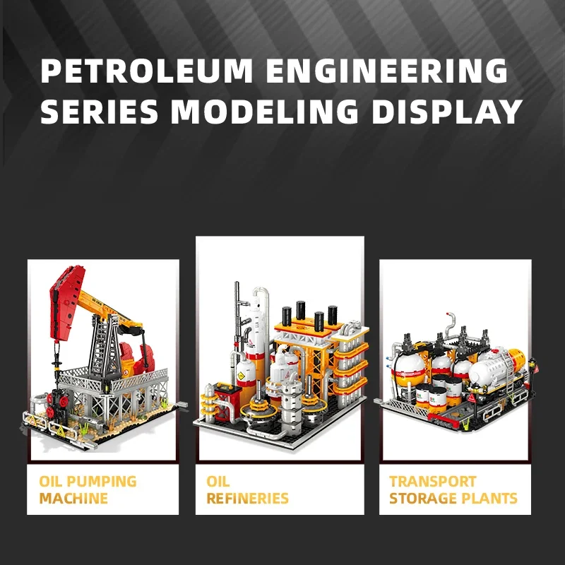 New City Petroleum Engineering Building Block Model Brick Excavation Factory MOC Building Block Set Birthday Gift