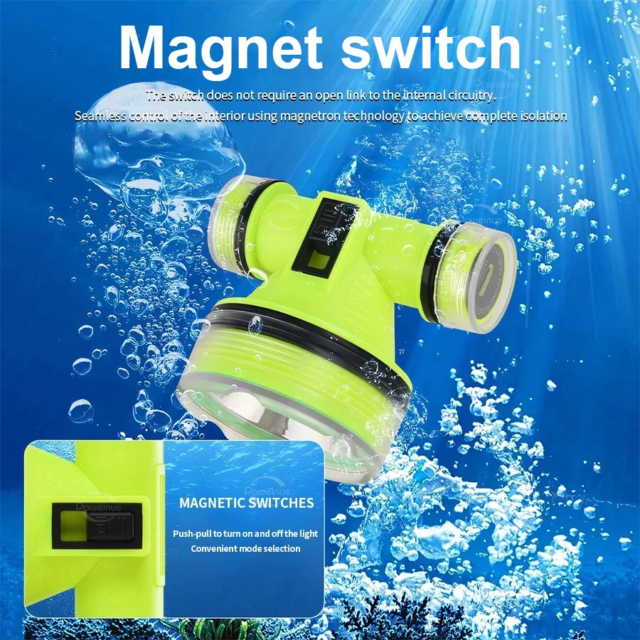 New Rechargeable LED Diving Headlamp Strong Light Professional Diving 500M Head Flashlight Scuba Diving Headlight Fishing Torch