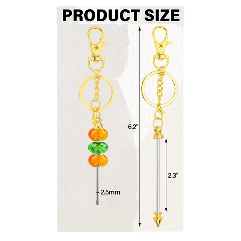 6 PCS Beadable Keychain Bars Blank Keychain Metal For Beads Beaded Keychain For Keychain