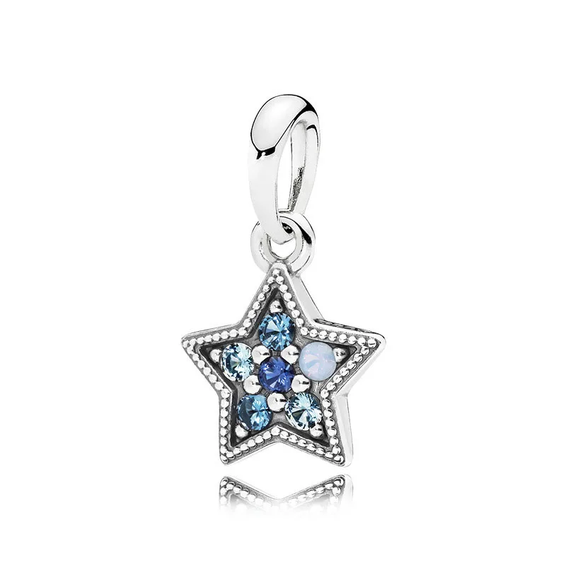 925 Sterling Silver plated Four -leaf grass star Fit Original Bracelet/Necklace Exquisite Charm DIY Beads