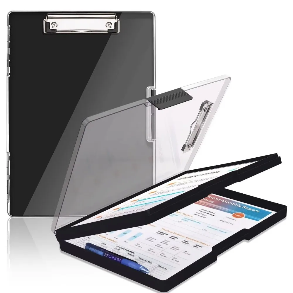 

Portable Folding Storage Clipboard Plastic Heavy Duty Nursing Clipboard High Capacity Side Opening Clip Board School Office