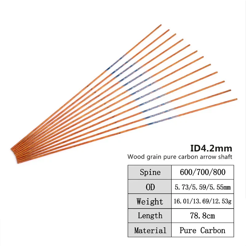 6/12/24 Pcs Wood Skin Arrow Shaft 31/33inch DIY Pure Carbon Arrow Shaft for Bow Hunting Shooting