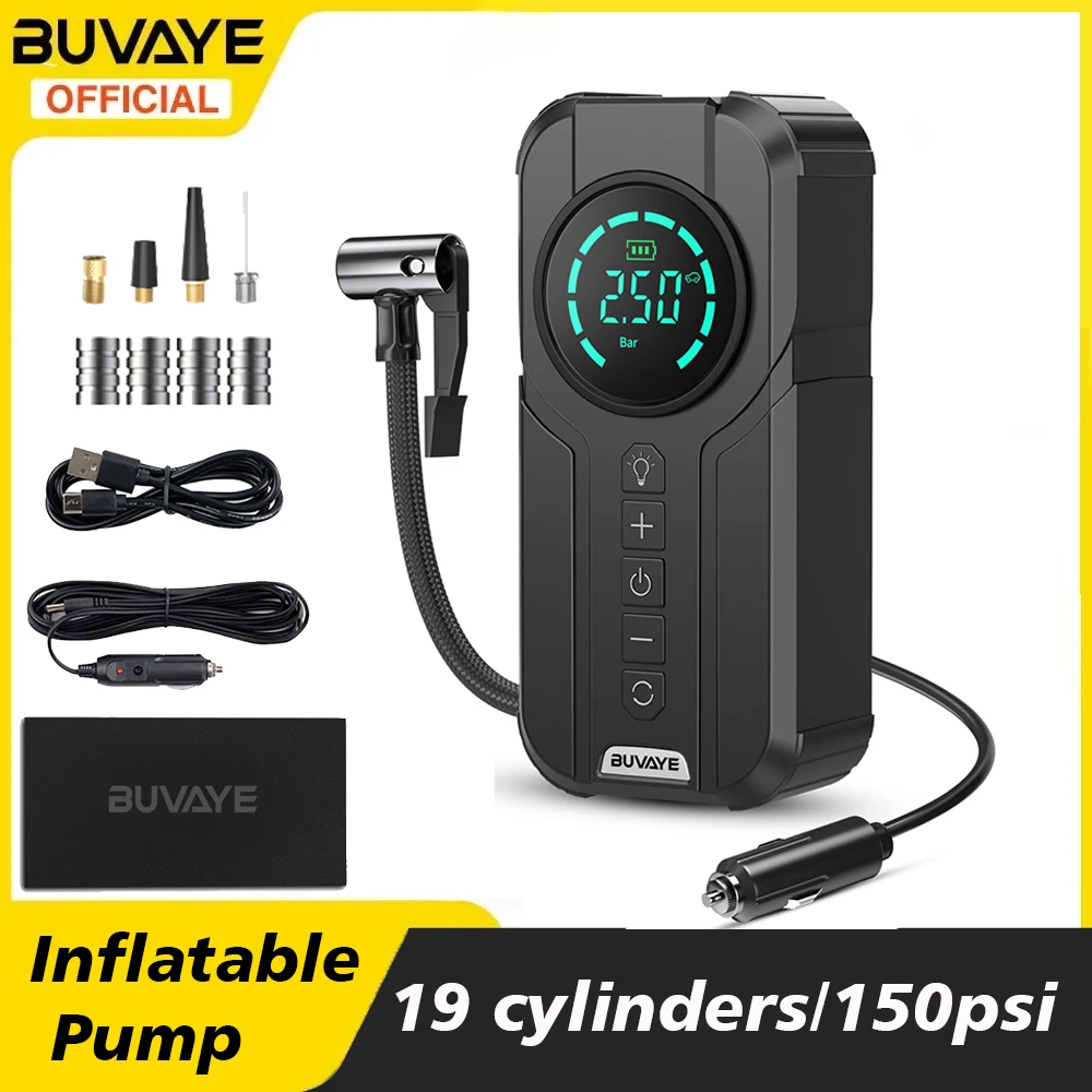 

BUVAYE Portable Air Pump Digital Auto Car Inflator Tire Pump Portable Car Air Compressor for Motorcycles Bicycle Boat Tyre