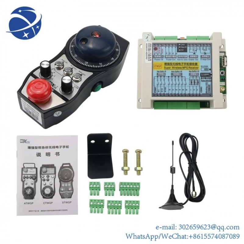 

yyhc SWGP 6Axis Wireless MPG CNC Handwheel Pendant w/ Emergency Stop 100PPR for FANAC SIEMENS mitsubisi