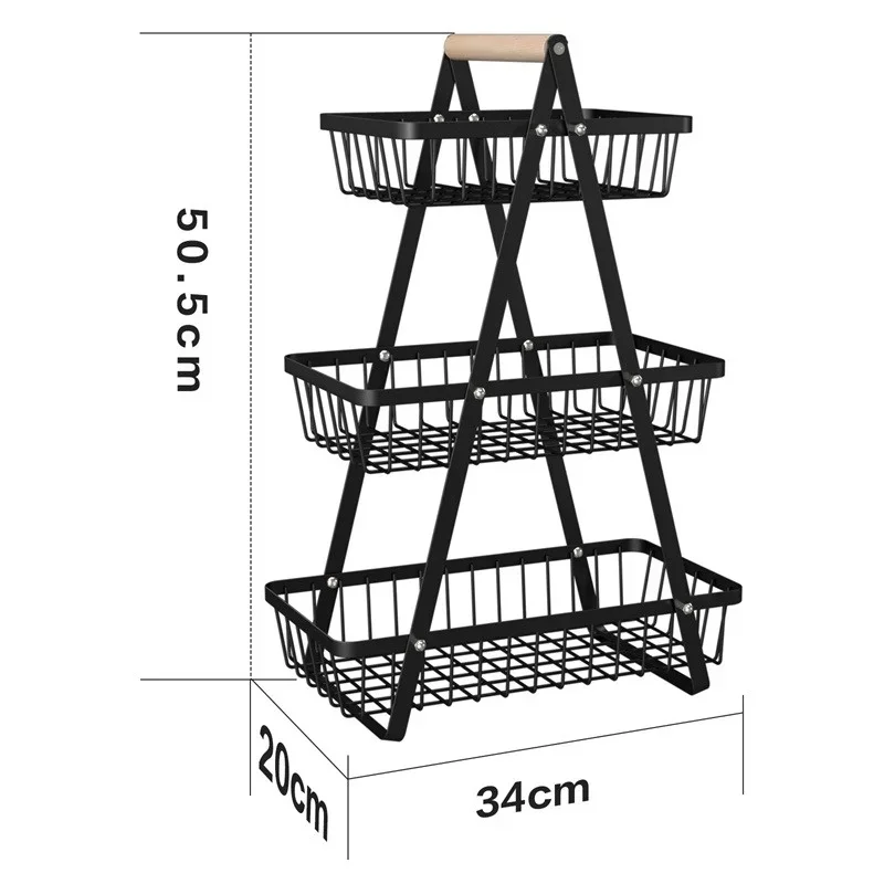 

Kitchen vegetable rack countertop fruit and vegetable hand basket double layer vegetable basket living room fruit storage shelf