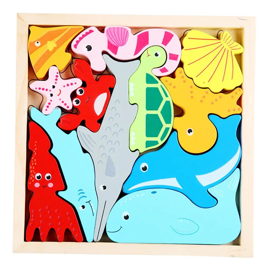 3D Wooden Puzzle Jigsaw Building Blocks Sorting Game Learning Educational Toy Age 2+