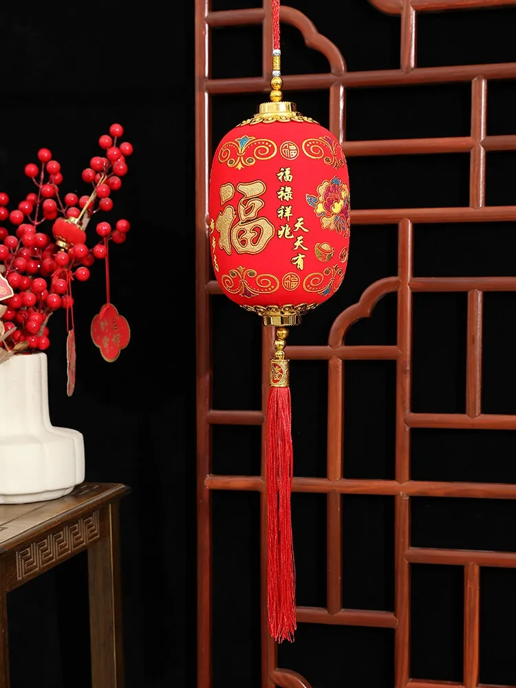 2 Buah Lentera Panjang Tahun Baru Imlek Dekorasi Meriah Pintu Utama Balkon Fu Keberuntungan Gantung Festival Musim Semi