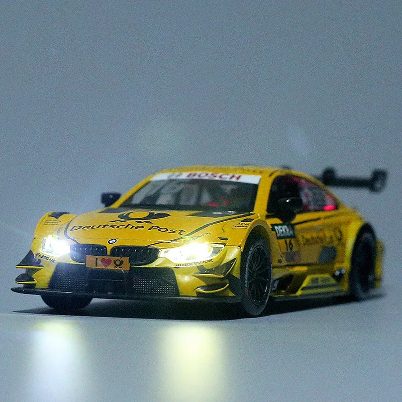 1:32 Alloy Diecast BMW M4 DTM M8 GTE Car Toy Model  Sound Light pull Back Sport Vehicle Toys For Boy Gift Collection