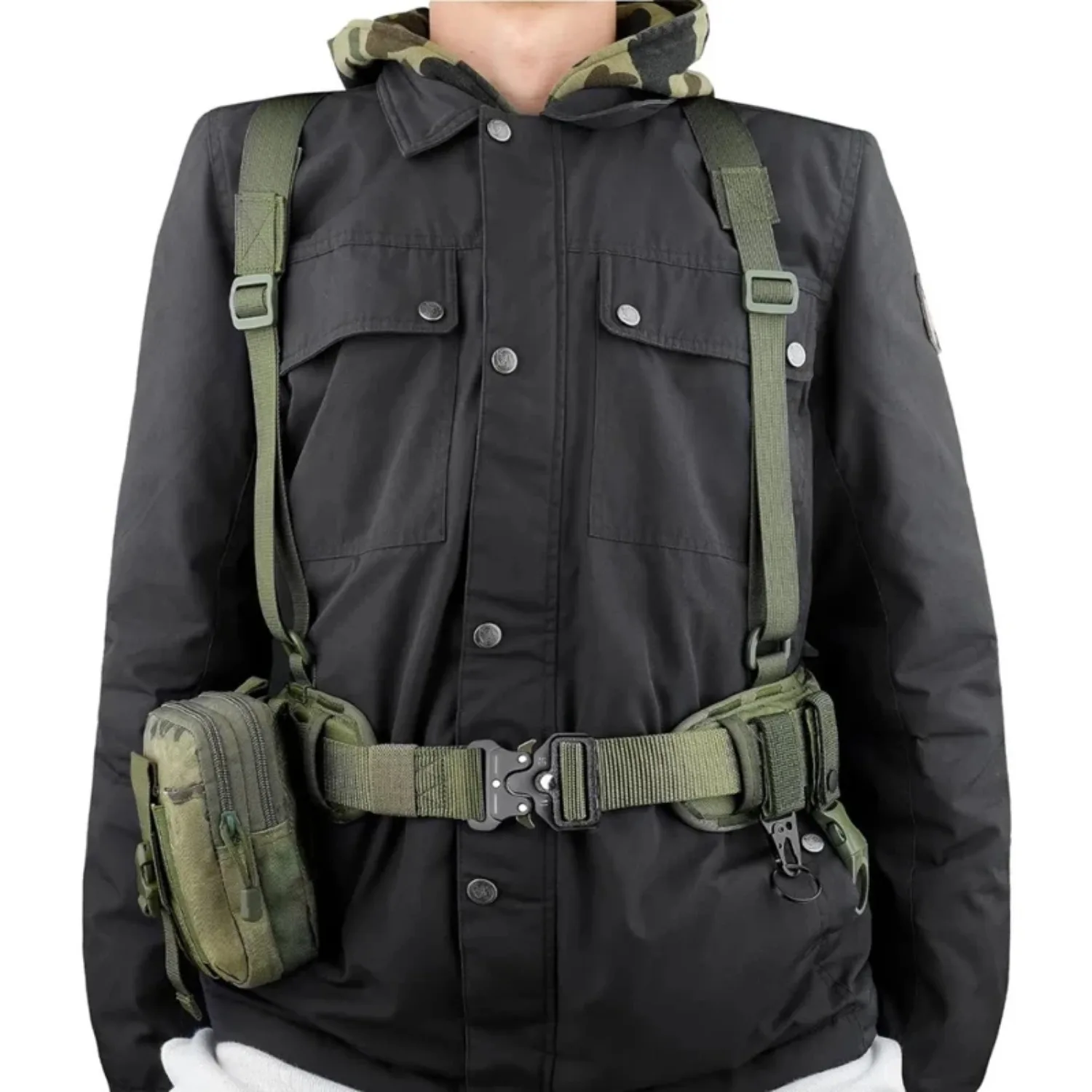 Taktischer Battle Combat Air-Soft gepolsterte Ausrüstung Molle-Taillengürtel mit verstellbaren Hosenträgern und kostenlosen Trägern – Detail 9