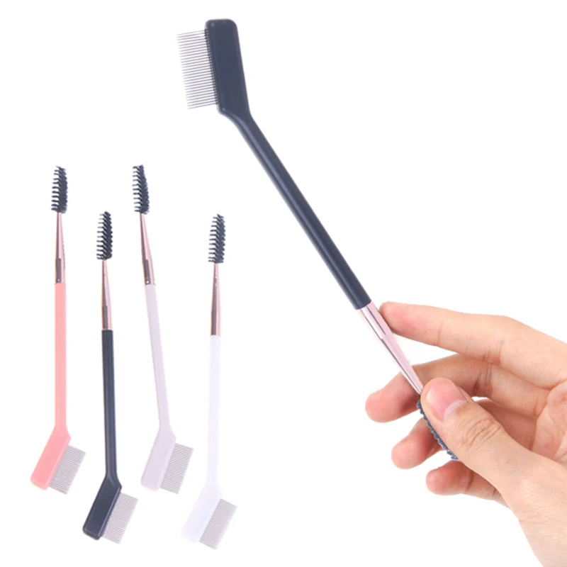 Double-Headed Eyebrow Brush With Steel Needle Eyelash Comb Contouring Eyebrow & Eyeliner Makeup Brush For Eyes Cosmetic Tools