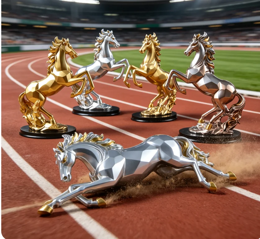 European Style Resin Victory Horse Statue Animal Figurines Home Living Room Cabinet Office Desktop Decor