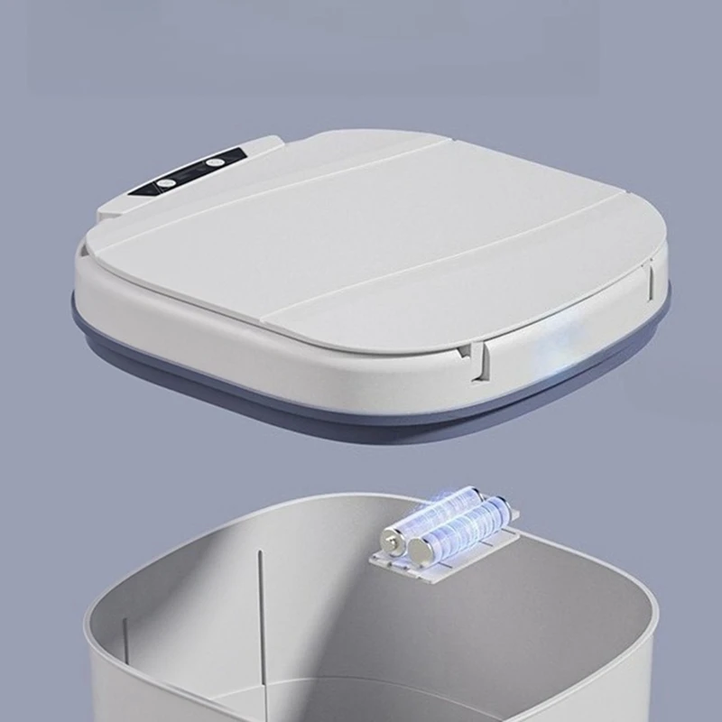 

Smart Trash Can with Lid Infrared Sensor Hands-Free Silent Closing Rechargeable for Home Office Bathroom Kitchen Grey