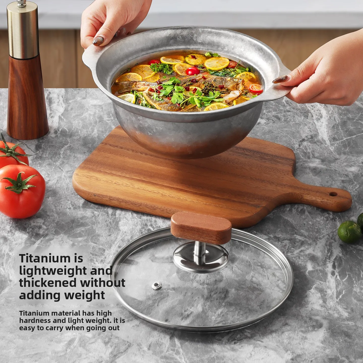 pure titanium basin household with cover, wear-resistant, bacteriostatic and high temperature-resistant basin multi-functional
