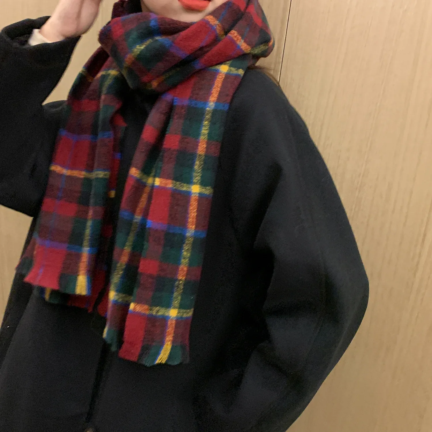 طبعة محدودة الخريف/الشتاء الاسكتلندي منقوشة وشاح الرجال الدافئة ساحة ربطة العنق زوجين النمط البريطاني اللون حجب وشاح المرأة #2