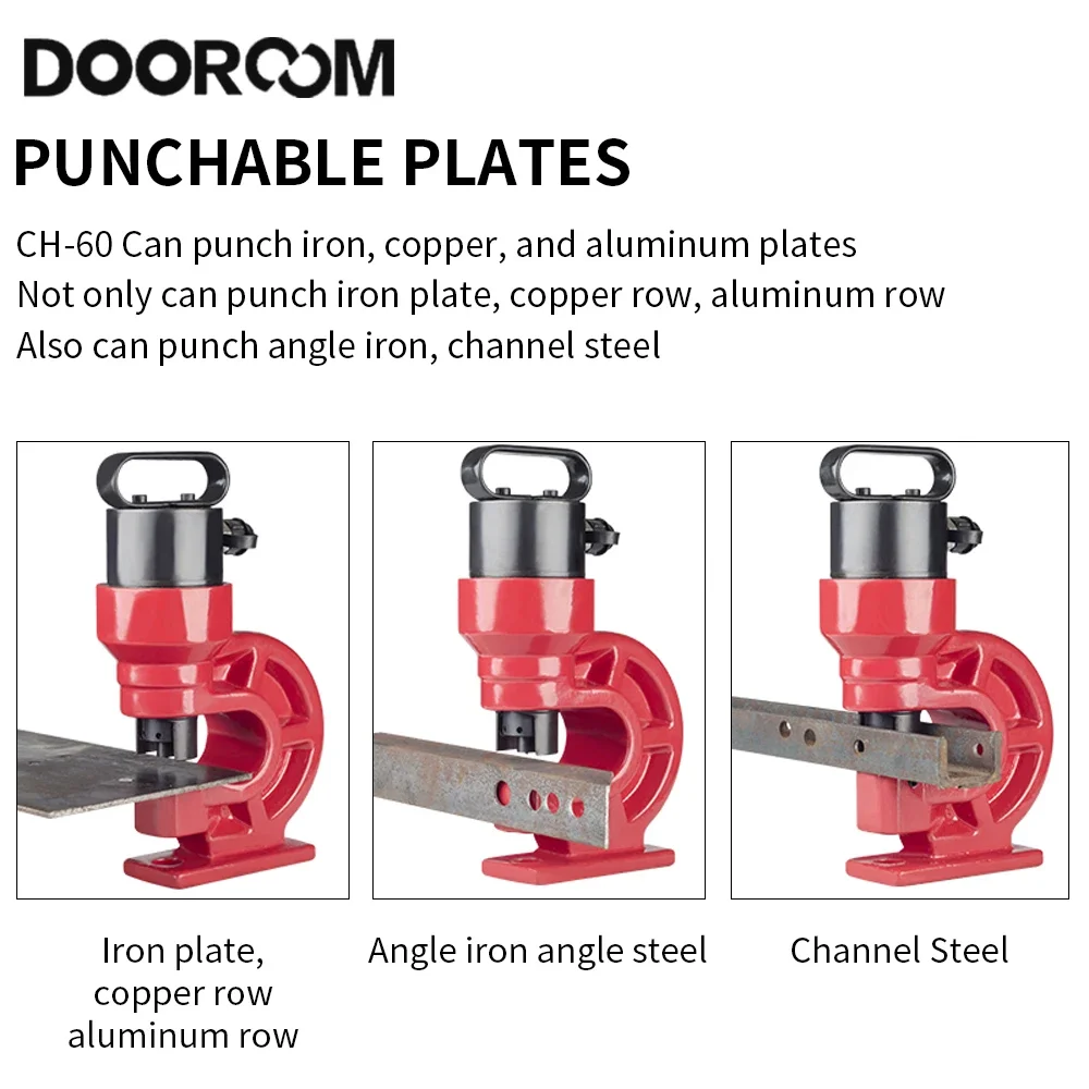 DOOROOM CH-60 Hydraulic Hole Punching Tool Copper Iron Hole Puncher Hole Digger Iron Plate Copper Bar Aluminum Stainless Steel