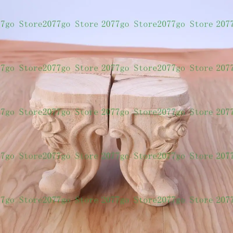 

Y1UD 4 Pcs Wooden Carved Cabinet Feet Support Sofa Legs Easy to Install