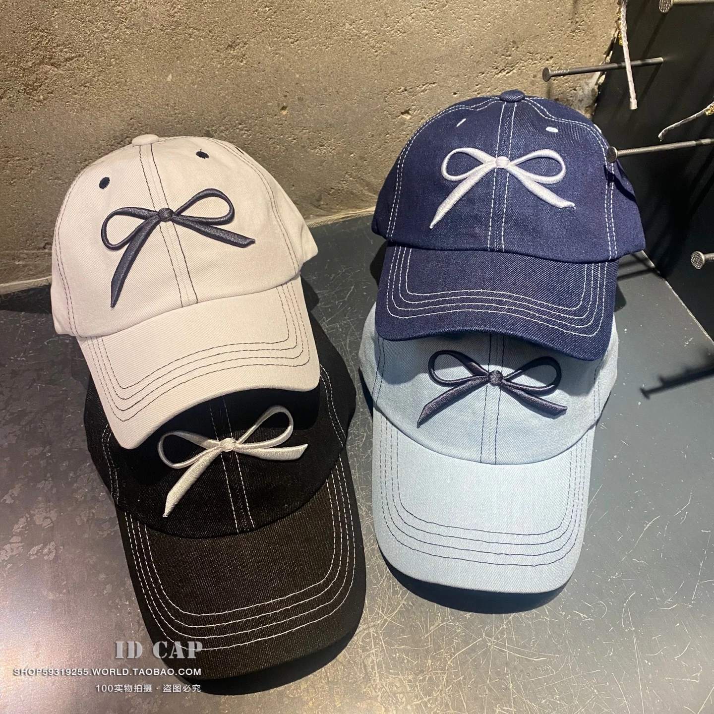 

Korean Version of Fashion Spring and Summer New Baseball Cap with Bow Baseball Cap Men and Women Casual Cowboy Sunscreen Cap