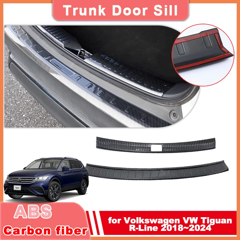 

Trunk Door Sill for Volkswagen VW Tiguan R-Line 2018~2024 ABS Carbon Fiber Threshold Guard Plate Trim Strips Sticker Accessorie