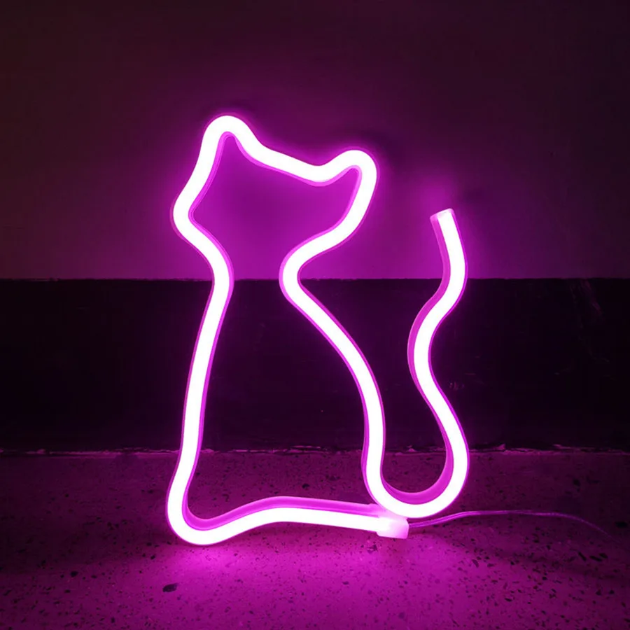 Imagem -03 - Luminária Led Neon com Figura de Gato Luzes para Decoração de Animais Usb com Carregador de Bateria para Casa Festa Bar Natal