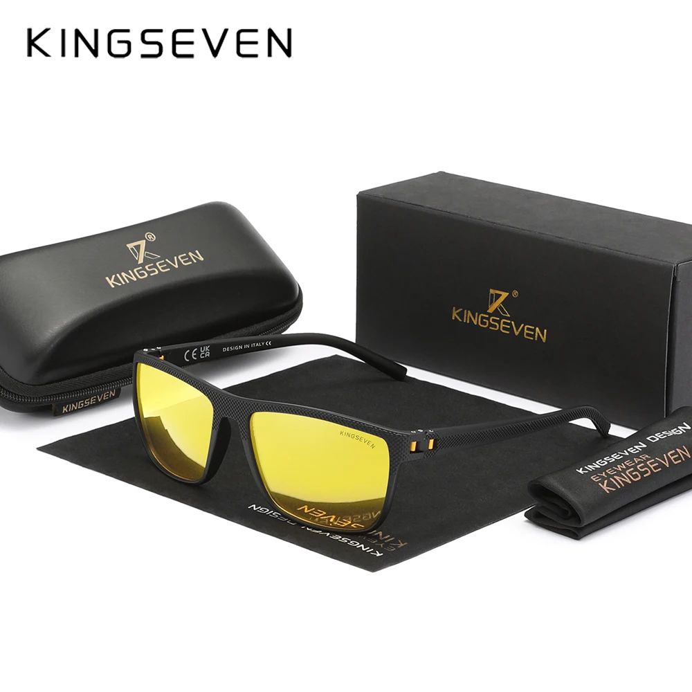 KINGSEVEN Night Vision Sunglasses For Men Polarization UV400 Driving Use HD Lenses Glasses Eye Protection Fsashion Eyewear