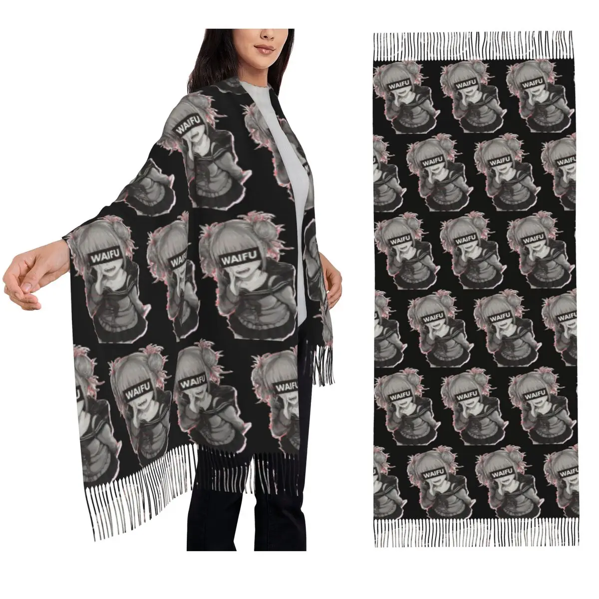 

Himiko Toga Boku No My Hero Academia Scarf Tassel Scarves for Women Soft Warm Shawls and Wraps Large Fall Winter Shawl Wrap