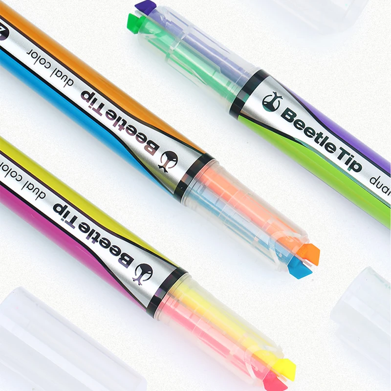 1 KOKUYO Bicolor Beetle Fluorescent Marker Pen, Student Use Quick Change Color To Mark Key Points, Color Marker Pen PM-L303