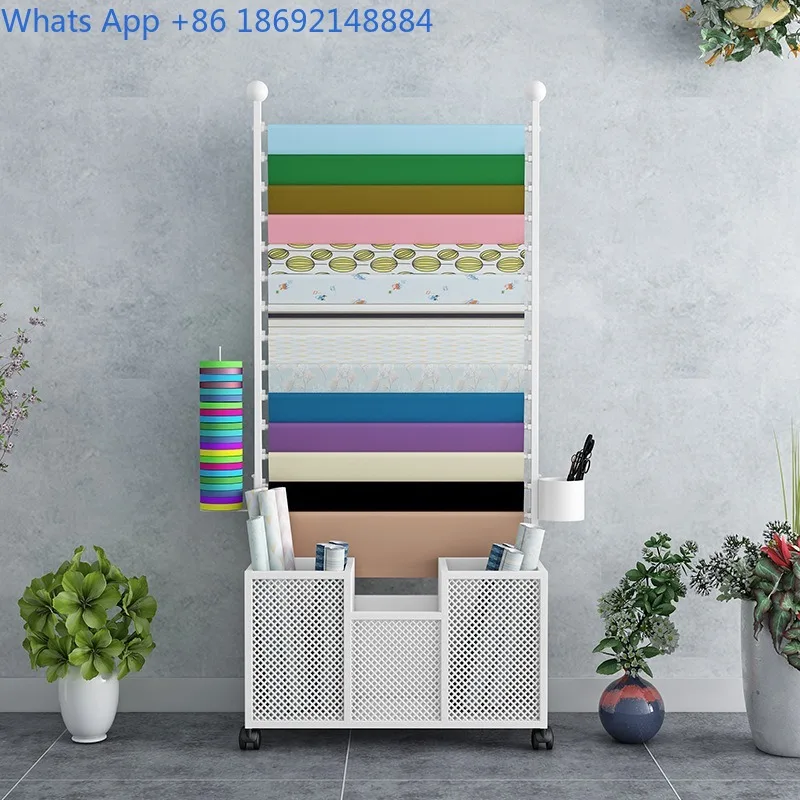 Iron Art Flower Wrapping Paper Flower Shop Display Rack Ribbon Satin  Storage Rack Scarf Car Film Wallpaper Rack