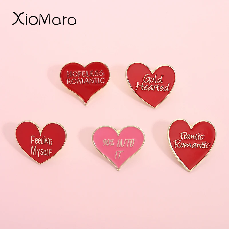 Alfileres esmaltados con sensación de corazón dorado, broches de Metal románticos y emocionales sin esperanza, insignia para solapa, mochila, regalo de joyería para amigos