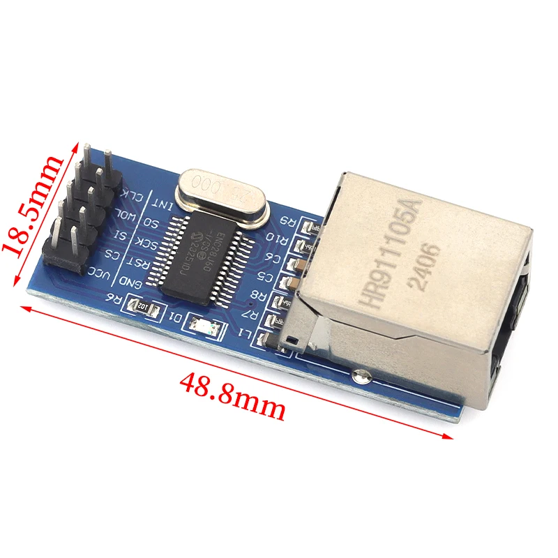 Javino 1/5/10Pcs ENC28J60 Mini Ethernet LAN Network Module 25MHz Crystal 3.3V For AVR 51 LPC MCU Development Project