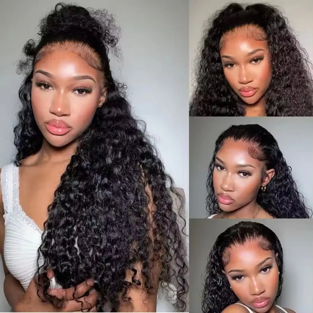 

4C Hairline 32" Loose Deep Wave Transparent 360 180 Density Lace Front Wigs Virgin Brazilian Pre Pluck Lace Front Human Hair Wig