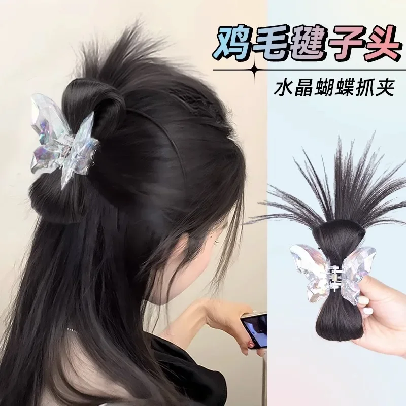 Nuevas mujeres, pinza para el pelo de media corbata, cabeza de volante de plumas, cabeza de albóndiga perezosa, Clip de cangrejo, peluca, Clip de captura, accesorios para el cabello de cola de caballo alta