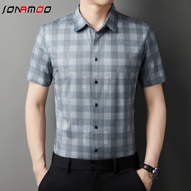 2024 Summer New Men's Business Casual Printed Short Sleeved Shirt Fashion Comfortable Wrinkle Resistant Top