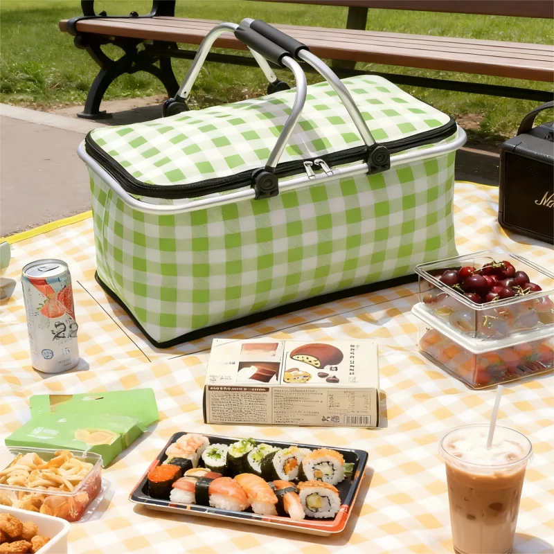 Isolierter Picknickkorb, faltbare Camping-Lunchbox-Tasche, tragbare isolierte Picknicktasche für den Außenbereich.