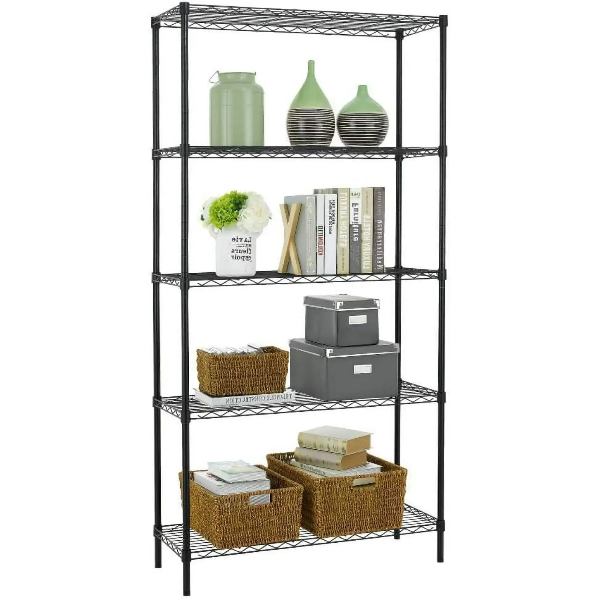 

5 Tier Wire Shelving Unit 1250lb Capacity Black