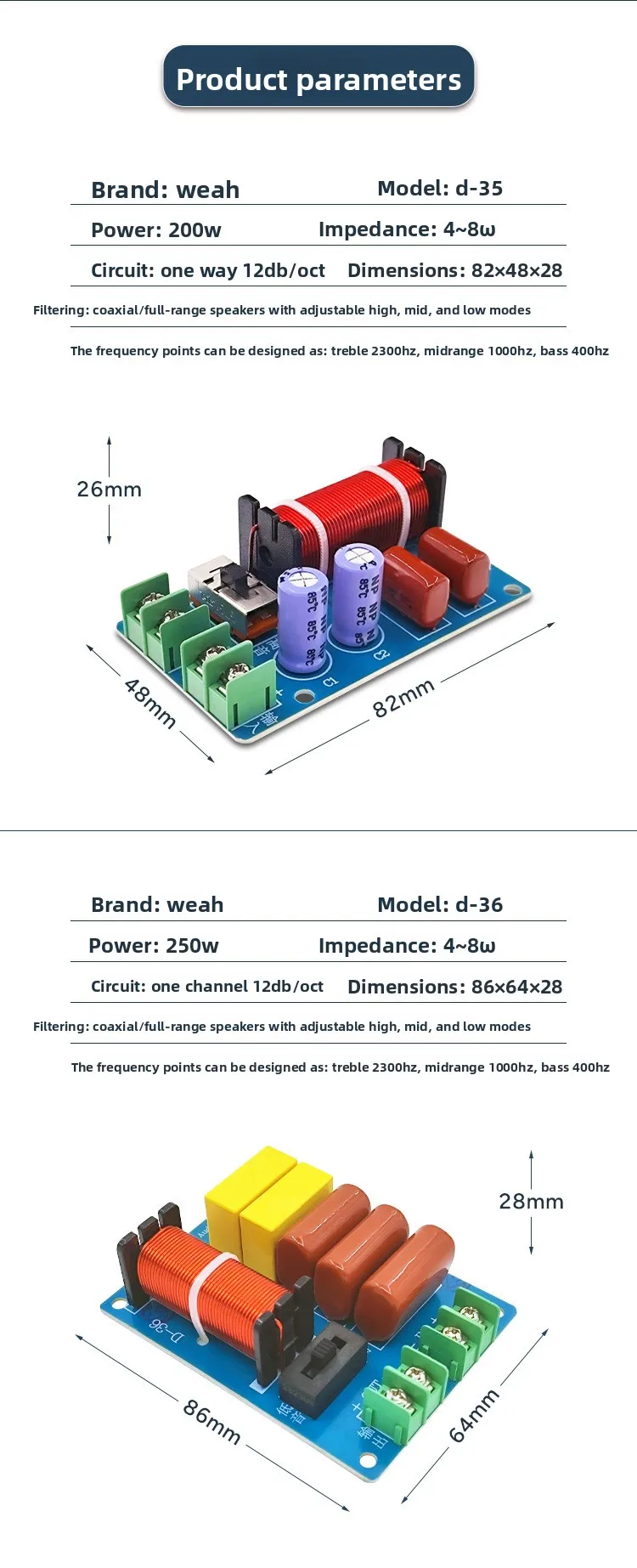 MW Audio 2 Stück Einstellbarer Koaxial-Lautsprecher-Frequenzweiche, Hi/Mid/Low Frequenzteiler für Professionelles Audio – Detail 10