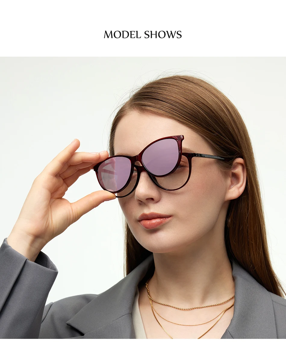 X3173 Polarisierte Magnet Clip Auf Sonnenbrille Frauen Retro Cat Eye Rezept Sonnenbrille Für Frauen UV400 Myopie Optische Brillen – Detail 8