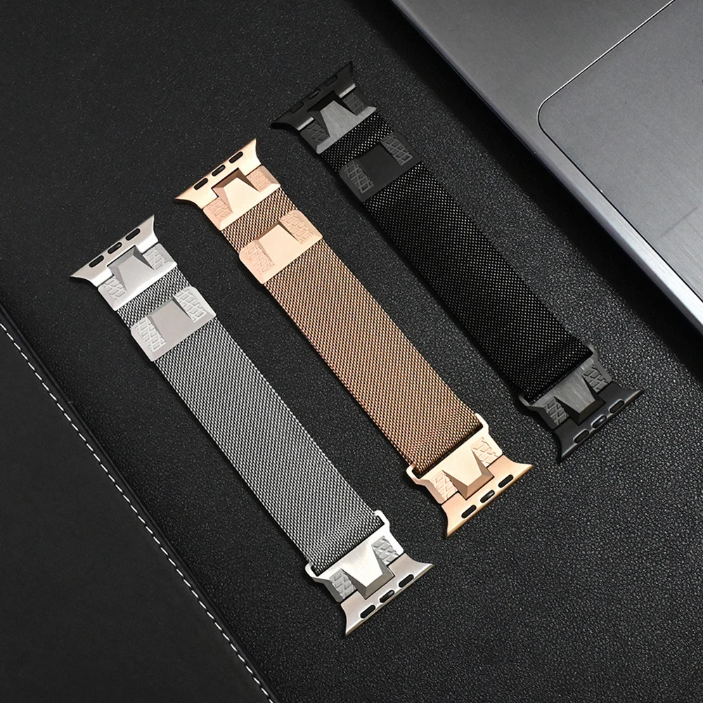 Magnetic strap for Apple Watch Ultra 49mm 42 45mm 44 band stainless steel milanese loop for iWatch Series 9 8 7 6 5 4 se ultra2