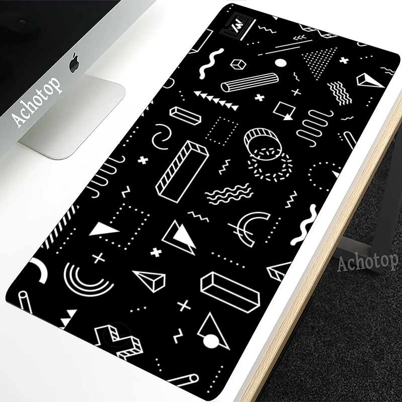 Large Mouse Pad Big Black And White Computer Gaming Mousepad 900x400 Rubber with Locking Edge Gaming Mouse Mat PC Gamer Desk Mat