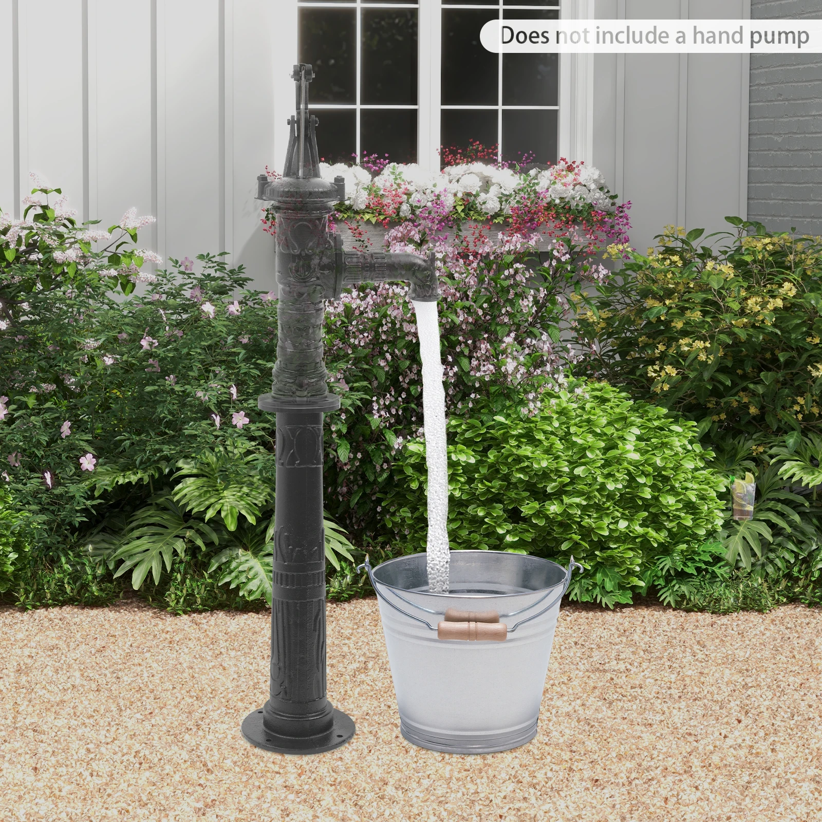 Exquisite Floral Carved Pitcher Pump Base Spray Paint Treatment Rust&Water-Resistant Sturdy Durable Long Service Life