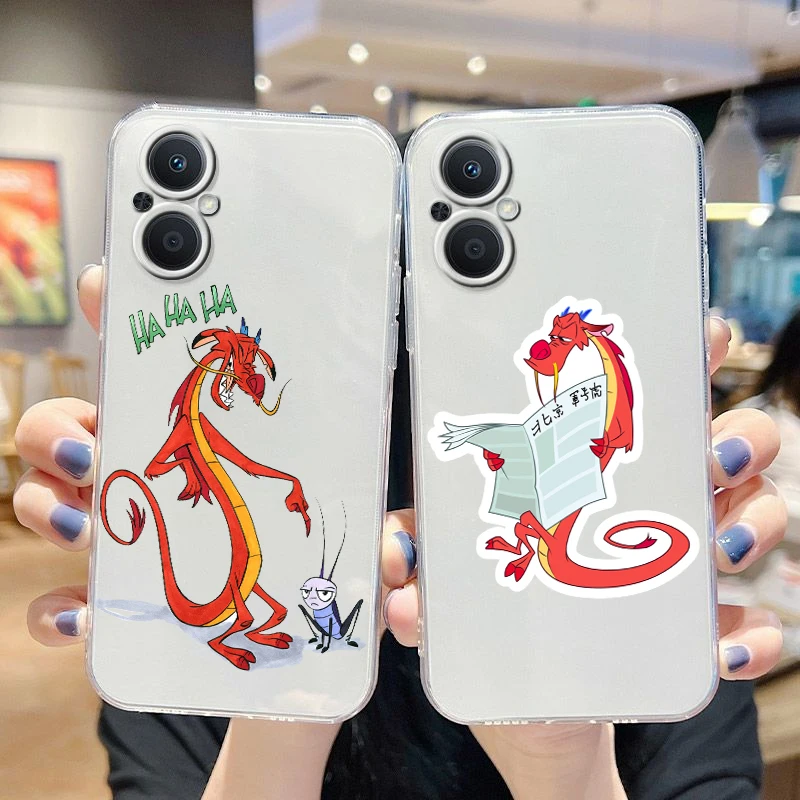 Disney Mulan dragon Mushu For OPPO A5 A9 A53 S A74 Reno 7 6 5 4 2 Find X3 X2 Z Lite Neo Pro Plus transparent Phone Case