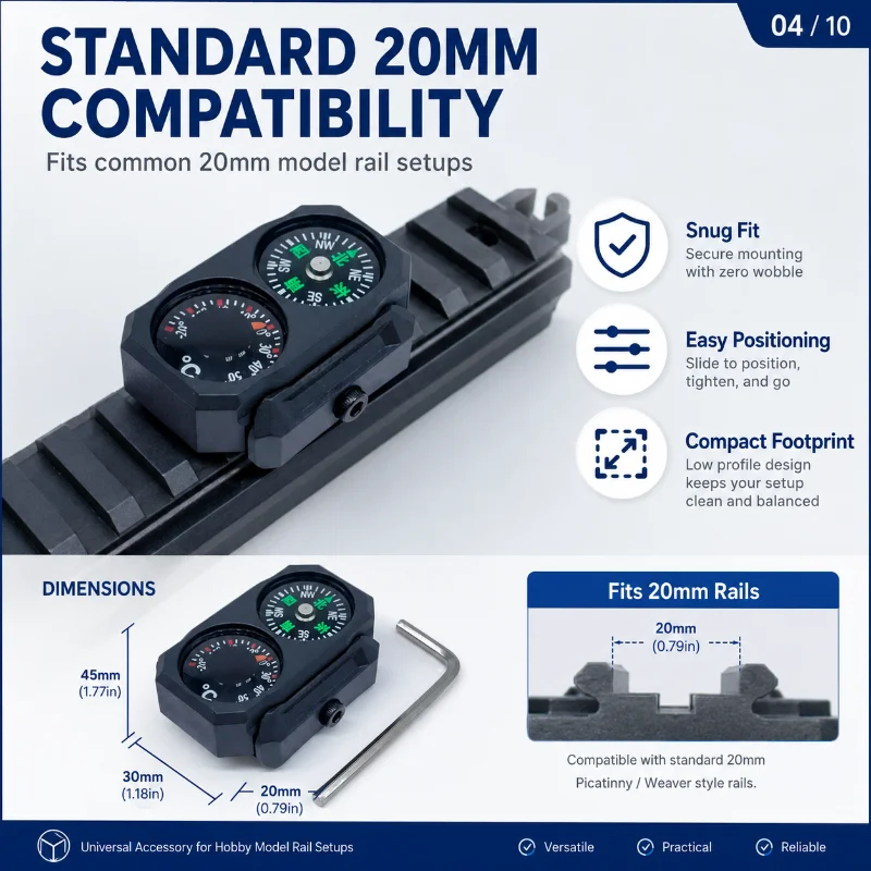 20MM Rail Toy Model Accessory Nylon Combined Compass Thermometer Decor Ornament