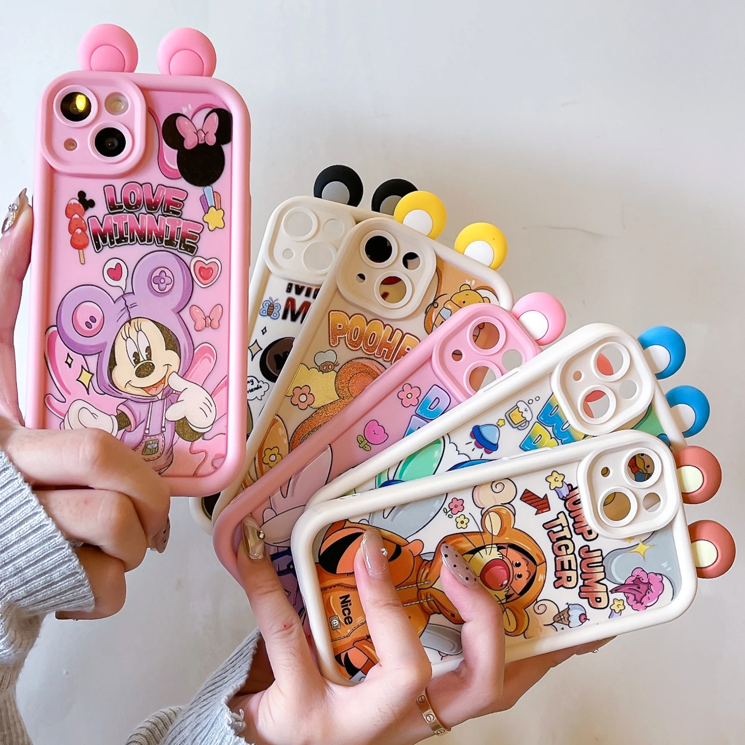 For VIVO V29E V27E V25 Y16 Y22S Y21 Y35 Y33S Y51 Y31 Y53S Y36 Y27 Y17S Chic Cap Ear Minnie Family Multistep TPU Soft Phone Case