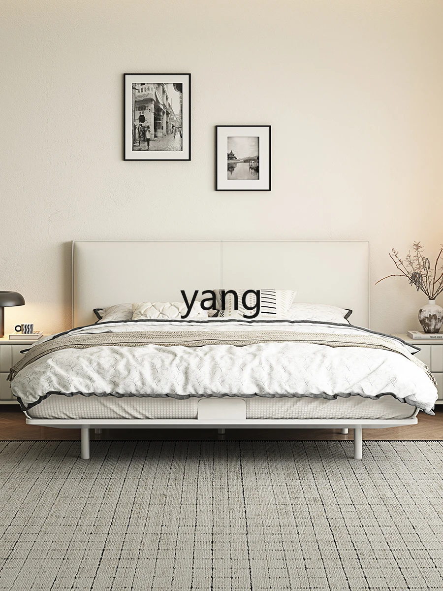 

LMcream wind suspension leather bed carbon steel medium-ancient small apartment ultra-thin double bed