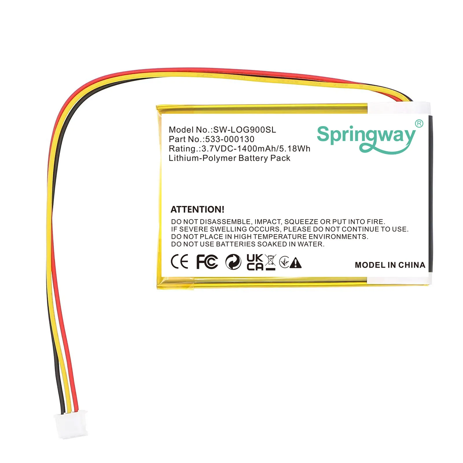 SPRINGWAY 1400mah Battery For Logitech G900 G703 G903 Chaos Spectrum and G403 Prodigy RGB Gaming Mouse 533-000130