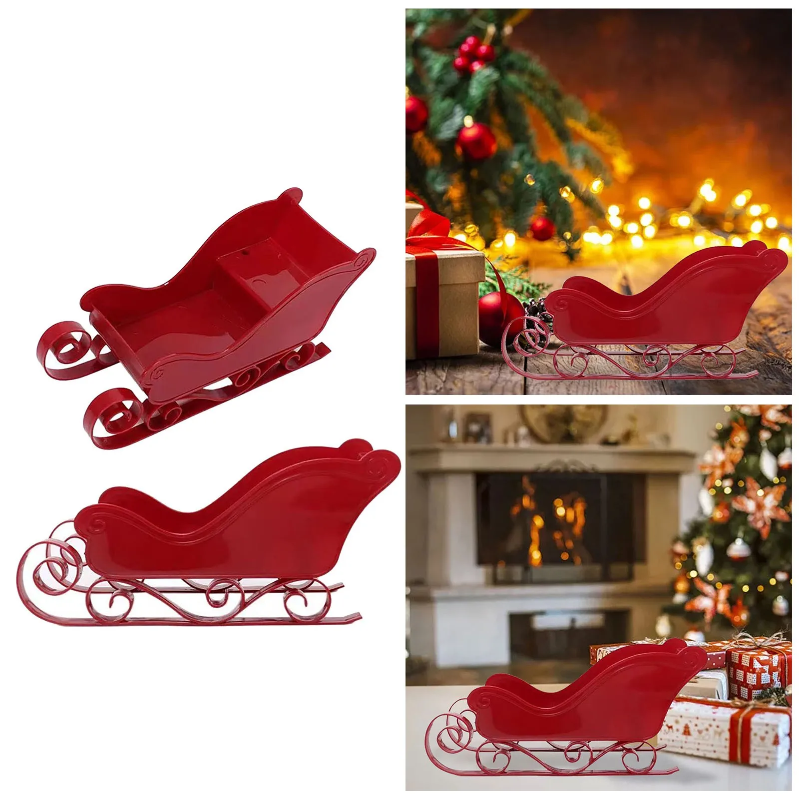 Merry Christmas Red Sledge Sleigh Classic Christmas Sleigh Ornament Christmas Tree Hanging Sleigh Miniature Sleigh Model Decor