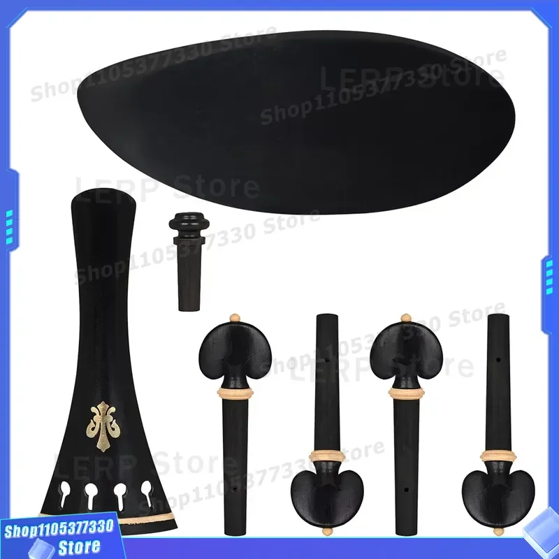 Ebony Violin Accessories Set with Piano Holder Chord Board Tuning Bolt Tail Nail Replacement Parts for String Instruments