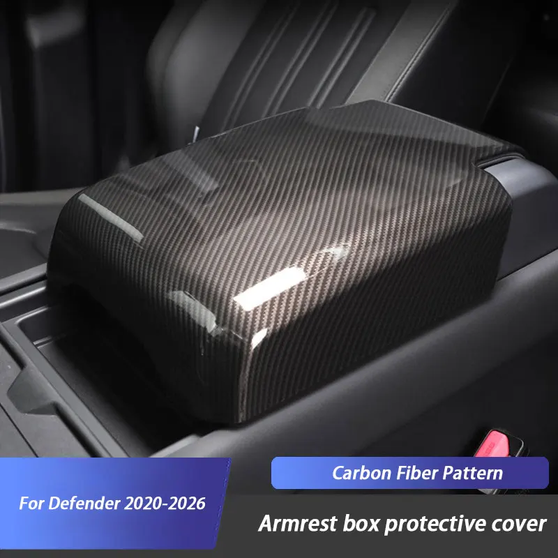Carbon Fiber Pattern Center Console Armrest Box Cover For Land Rover Defender 90 110 130 2020-2026 Internal Accessories