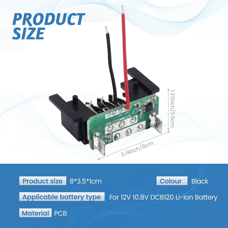 Placa de circuito de protección de carga PCB de batería de taladro eléctrico DCB120 para batería de iones de litio Dewalt 12V 10,8 V