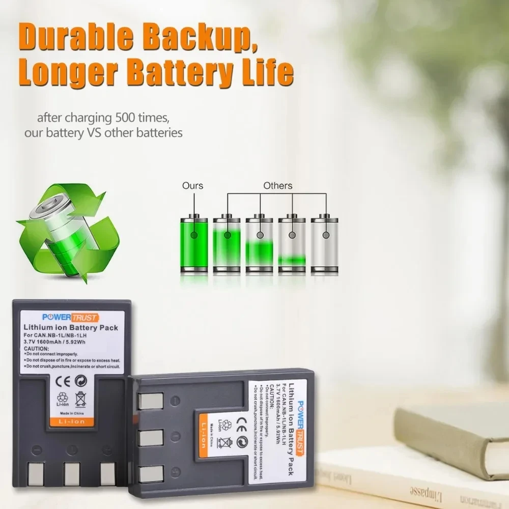 1600mAh NB 1LH 1L Bateria NB-1L NB-1LH nb1lh nb1l Battery for Canon PowerShot 100 S110 ELPH S110 S200 S230 S300 S330 S400 S410